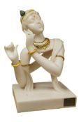 Bhagwan Rampure (Indian), an alabaster bust of a lady, signed to the base, 29cm high