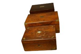 Two 19th century jewellery boxes to include a rosewood example with mother of pearl inlay,