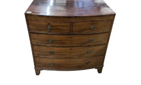 A Regency mahogany bowfront chest of drawers, width 90cm, depth 51cm, height 88cm