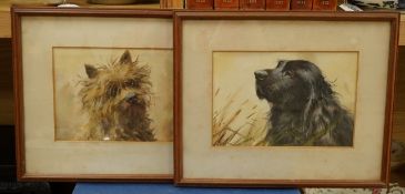 L.W. Fraser (20th. C), studies of a Highland Terrier and a Spaniel, signed, a pair of