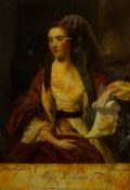 J. Marche after Reynolds, ‘Miss Oliver’, published 1767 by Roland & Bryer, reverse print on glass,