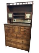 A late Victorian mahogany chest with superstructure, width 122cm, depth 57cm, height 209cm