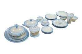An Art Deco Shelley porcelain thirty seven piece Eve pattern ‘Blue Lines’ part dinner and tea