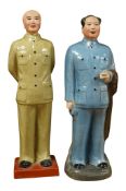 Two Chinese Propaganda porcelain figures, Mao Tse Tung and Chiang Kai-Shek, both 32cm high.