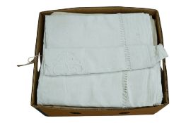 Nine embroidered French linen sheets