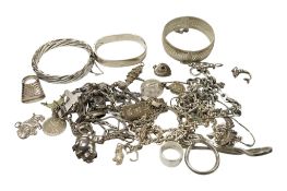 A group of assorted 925 and white metal jewellery, including a 925 hinged bangle, a Mexican 925