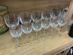 A set of Villeroy & Boch Octavie wine glasses, six and five, larger 19.5cm.