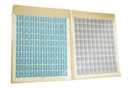 A stamp stock book containing fourteen Elizabeth II mint stock sheets circa 1970