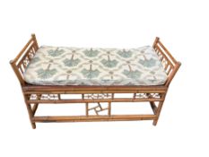 A modern Chinese bamboo ‘Brighton pavilion’ window seat, width 113cm, depth 50cm, height 64cm