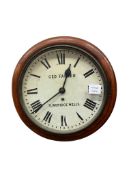 A mahogany single fusee wall clock signed George Farrer, Tunbridge Wells, width 40cm, depth 14cm,