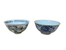 Two Chinese blue and white bowls, Ming or later, each 16cm in diameter