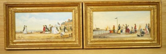 Jean Bleu, ‘Watching the Sailing Boats’ and ‘The Beach at Trouville’, each signed, a pair of oils on