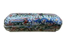 A Chinese wucai 'dragon and phoenix' brush box and cover