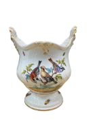 Helena Wolfsohn-Type 'Augustus Rex' cachepot, with twin moulded shell handles, hand painted with