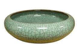 A Chinese celadon crackleware bowl, diameter 35cm.