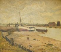 Adrian Hill (1895-1977), 'Low tide, Walberswick', signed, Worthing Art Gallery and exhibition