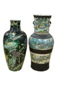 Two 19th century Chinese enamelled porcelain vases with decorative scenes, tallest approx 50cm.