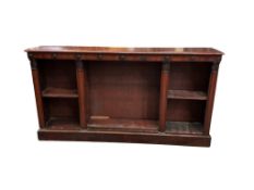 A William IV mahogany dwarf open bookcase, width 198cm, depth 39cm, height 106cm