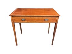 A 19th century mahogany inlaid side table, width 88cm, depth 51cm, height 74cm