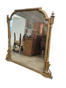 A late Victorian giltwood overmantel mirror, width 153cm, height 144cm