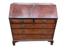 An 18th century oak bureau, width 112cm, depth 57cm, height 106cm