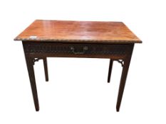 A George III and later mahogany side table, width 84cm, depth 50cm, height 72cm