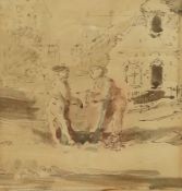 Attributed to Edward Ardizzone (1900–1979), ‘Two Soldiers on a Bomb Site’, unsigned, inscribed in