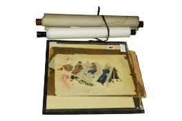Two Chinese scrolls and other frameless paintings