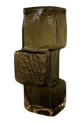 Geoffrey Baxter for Whitefriars, a drunken bricklayer glass vase, pewter colour height 21cm.
