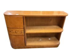 A Swedish Art Deco birch bookcase cabinet, width 120cm, depth 30cm, height 81cm