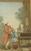 19th century school, study of young Mozart at a piano, unsigned, P. Colnaghi & Co, London label