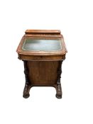 A Victorian inlaid walnut Davenport, width 54cm, depth 54cm, height 82cm