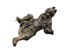 A Japanese bronze figure of the Demon queller, length 20cm.