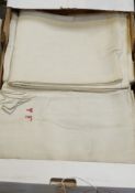 Ten French provincial sheets, some monogrammed