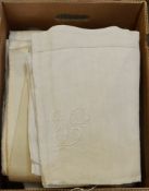 Seven monogrammed French provincial sheets