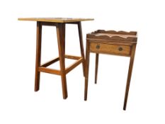 A Scandinavian style teak occasional table, width 61cm, depth 45cm, height 67cm and a reproduction