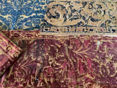Three fragment panels of late 17th / early 18th century Italian textiles; including a rare border of