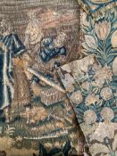 A figurative 18th century Flemish tapestry fragment of “The building of Noah’s Ark”, 120cm x 52cm