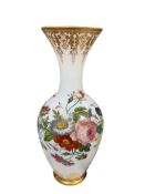 A 19th century Baccarat enamelled and gilded opaline glass vase, height 43cm.