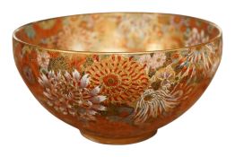 A Japanese Satsuma pottery ‘thousand flower’ bowl, Meiji period, maker’s mark to the base, 19cm in