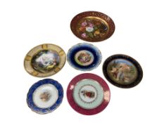 A 19th century Vienna porcelain plate depicting the judgement of Paris, four continental porcelain