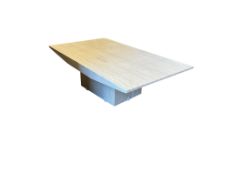 A Contemporary Italian travertine coffee table, width 141cm, depth 80cm, height 42cm