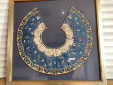 A late Qing dynasty, Chinese silk embroidered ‘cloud’, Sihe Ruyi collar. Exclusively worn by wealthy