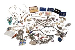 A large group of assorted mainly costume and other jewellery including 925 pendant, 925 rings, an