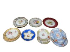 Seventeen English porcelain flower decorated plates and dishes, 19th century, largest 26cm in