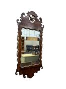A George II-style walnut mirror, width 48cm, height 97cm