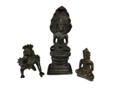 Three Indian bronze figures of Hindu deities, tallest 26cm high (3).