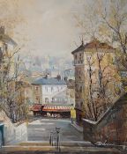 Lucian Delarue (1925–2011), The Corner Cafe’, a Parisian scene, signed, oil on canvas, 54 x