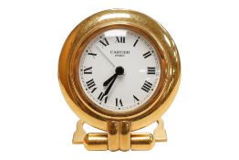A boxed Must de Cartier Colisee desk clock, 0503951, with case, damage to foot, 9cm high