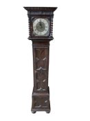 A 1920's oak grandmother clock, width 37cm, depth 26cm, height 156cm